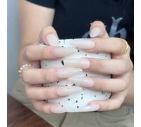 Handmade Nail Wearing Lotus Root Powder Long Style Nail Patch Finished Product with Detachable Nail Pieces 10pcs(S)