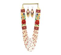 Handmade Native American Style Tribal ethnic Seed Bead Beaded Layered Medallion Necklace La-8