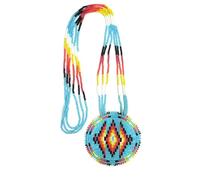 Handmade Native American Style Tribal ethnic Seed Bead Beaded Layered Medallion Necklace, One Size, Glass, No Gemstone