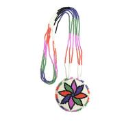 Handmade Native American Style Tribal ethnic Seed Bead Beaded Layered Medallion Necklace, One Size, Glass, No Gemstone