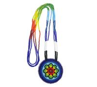 Handmade Native American Style Tribal ethnic Seed Bead Beaded Layered Medallion Necklace, One Size, Glass, No Gemstone