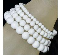 Handmade Natural 4mm 6mm 8mm 10mm Gemstone Round Beads Stretch Bracelet -10mm-24 White Coral