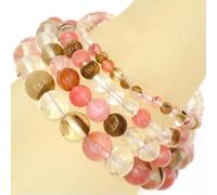 Handmade Natural 4mm 6mm 8mm 10mm Gemstone Round Beads Stretch Bracelet -4mm-05 Watermelon Skin Quartz