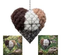 Handmade Natural Alpaca Fiber Bird Nesting Heart, A Cozy Gift for Birds, Heart-Shaped Fiber Bird Nesting, Refillable Hummingbird Nest Holder