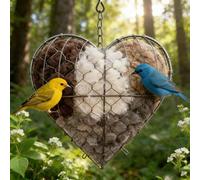 Handmade Natural Alpaca Fiber Bird Nesting Heart/Rabbit/Clover,Refillable Birds Haven,Hummingbirds Nests Material Holder,Winter Bird lovers gift for Home Garden Yard (A,1)