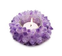 Handmade Natural Amethyst Cluster Quartz Crystal Healing Votive Candle Holder Gemstone Tealight Holder Home Decor Reiki Stone