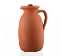 Handmade Natural Clay Terracotta Earthenware Earthen Water Pitcher Jug Pot with Lid for Drinking Drink Ayurveda Healthy Unglazed Pottery Style Indian Mud Kitchen Farmhouse Bottle Mexican Bohemian