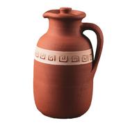 Handmade Natural Clay Terracotta Earthenware Earthen Water Pitcher Jug Pot with Lid for Drinking Drink Ayurveda Healthy Unglazed Pottery Style Indian Mud Kitchen Farmhouse Bottle Mexican Bohemian
