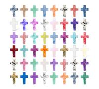 Handmade Natural Crystal Pocket Cross - Small Prayer Token for Protection - Bulk 20 PCs, Natural Stone for Christians, Women, Friends(Random color mixing) (set A 20pcs)