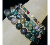 Handmade Natural Gemstone Round Beads Stretch Bracelet 4mm 6mm 8mm 10mm 7.5"-4mm-29 Indian Agate