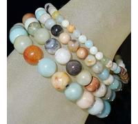 Handmade Natural Gemstone Round Beads Stretch Bracelet 4mm 6mm 8mm 10mm 7.5"-4mm-59 Multi-Color Amazonite