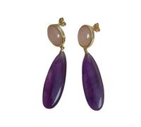 Handmade Natural Gemstone Tear Drop Shape Drop Earrings Vintage Amethyst Dangle Earrings Statement Wedding Party Jewelry for Women Girls