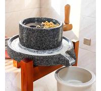 Handmade Natural Granite Stone Mill for Grinding Wheat Spice Sesame Seeds, Non-Slip Wooden Stand for Dry/Wet Paste, Perfect for Kitchen Use