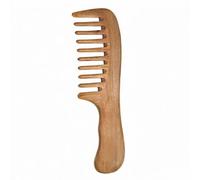 Handmade Natural Green Sandalwood Wide Tooth Comb Scalp Massage Hair Care Antistatic for Shine Loss Relief Ideal