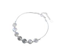 Handmade Natural Moonstone Beads 925 Sterling Silver Strand Bracelet Compatible With Girls Womens Bracelets Bangles Fine Jewelry (Gem Color : Grey)
