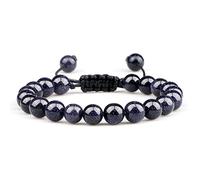 Handmade Natural Stone Adjustable Beaded Bracelets 8mm Purple Sandstone Beads Adjustable Braided Rope Charm Unisex Bangles for Women Men Friend Gifts