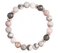 Handmade Natural Stone Bead Bracelet With Rose Gold Spacers - Stretchable Adjustable Elegant Jewellery For Women Special Occasions Gifts Crystal Boho Angel Charm Ladies Daughters Mothers Friends