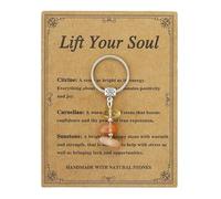 Handmade Natural Stone Keychain - Carry, a healing stone keychain, carry positive energy with you, relieve anxiety, and make a thoughtful gift (C)
