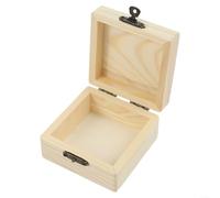 Handmade Natural Wooden Storage Box 8x8x4.5cm Light Yellow Pine Keepsake Chest Jewellery Trinket Organiser for DIY Crafts Decorative Display and Packaging Eco Friendly Adhesion Perfect