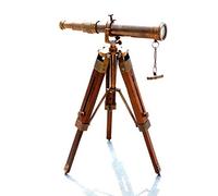 Handmade Nautical Antique Brass Spyglass Telescope With Wooden Tripod Stand Desktop Spyglass Balcony View Gift