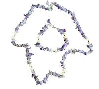 Handmade Necklace & Bracelet Set Amethyst and Pearl Gemstones High-Quality - Bohemian Healing Crystal Jewellery for Chakra Balancing, Adjustable Unisex Accessory - Excellent for Her