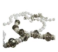 Handmade Necklace & Bracelet Set Pearl Glass Gemstone High-Quality - Bohemian Healing Crystal Jewellery for Chakra Balancing, Adjustable Unisex Accessory - Excellent for Her