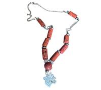 Handmade Necklace Red Coral Gemstone Tiger High-Quality - Bohemian Healing Crystal Jewellery for Chakra Balancing, Adjustable Unisex Accessory - Excellent for Her