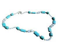 Handmade Necklace Turquoise Howlite Rhinestone Gemstone High-Quality - Bohemian Healing Crystal Jewellery for Chakra Balancing, Adjustable Unisex Accessory - Excellent for Her