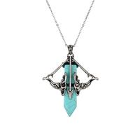 Handmade Necklaces,Adjustable Chain Retro Niche Design Natural Gemstone Crystal Sword-Shaped Cupid'S Arrow Pendant Necklace,Energy Jewellery for Women Men Turquoise
