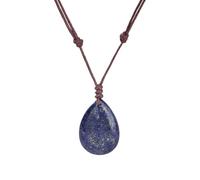 Handmade Necklaces,Adjustable High-End Fashion Natural Gemstone Crystal Teardrop Pendant Leather Cord Necklace,Energy Jewellery for Women Men Lapis Lazuli