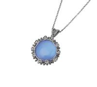 Handmade Necklaces,Adjustable Lobster Clasp Bead Chain High-End Natural Gemstone Crystal Entwined Flower Shape Round Pendant Necklace,Energy Jewellery for Women Opal