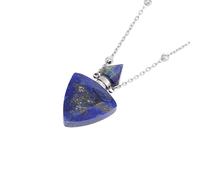 Handmade Necklaces,Adjustable Lobster Clasp Bead Chain High-End Natural Gemstone Crystal Triangular Faceted Perfume Oil Bottle Pendant Necklace,Energy Jewellery for Women Lapis