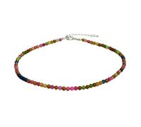 Handmade Necklaces,Adjustable Lobster Clasp High-End Fashion 4Mm Natural Gemstone Crystal Beaded Necklace,Energy Jewellery for Women Rainbow Tourmaline