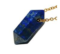 Handmade Necklaces,Adjustable Lobster Clasp High-End Fashion Natural Gemstone Crystal Leather Hexagonal Column Pendant Necklace,Energy Jewellery for Women Men Lapis Lazuli