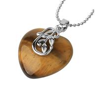 Handmade Necklaces,Adjustable Lobster Clasp High-End Light Luxury Natural Gemstone Crystal Imitation Leaf Heart-Shaped Pendant Necklace,Energy Jewellery for Women Tiger Eye