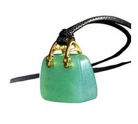 Handmade Necklaces,Adjustable Lobster Clasp High-End Natural Gemstone Crystal Leather Cord Bag Pendant Necklace,Energy Jewellery for Women Green East Mausoleum