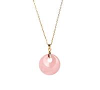Handmade Necklaces,Adjustable Lobster Clasp High-End Niche Design Natural Gemstone Crystal Round Agogo Pendant Necklace,Energy Jewellery for Women Rose Quartz