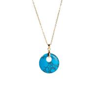 Handmade Necklaces,Adjustable Lobster Clasp High-End Niche Design Natural Gemstone Crystal Round Agogo Pendant Necklace,Energy Jewellery for Women Blue Pine