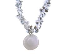 Handmade Necklaces,Adjustable Lobster Clasp Niche Design High-End Irregular Natural Gemstone Crystal Beaded Pendant Necklace,Energy Jewellery for Women White Crystal