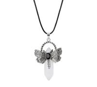 Handmade Necklaces,Adjustable Lobster Clasp Waxed Cord Light Luxury Fashion Natural Gemstone Crystal Dragonfly Hexagonal Pendant Necklace,Energy Jewellery for Women Men White Crystal