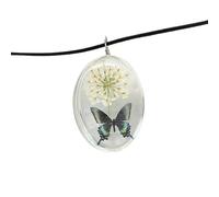 Handmade Necklaces,Adjustable Waxed Cord Niche Design Natural Crystal Butterfly Oval Snowflake Pendant Necklace,Energy Jewellery for Women Men White