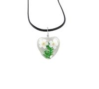Handmade Necklaces,Adjustable Waxed Cord Niche Design Natural Crystal Heart Daffodil Flower Pendant Necklace,Energy Jewellery for Women White