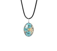 Handmade Necklaces,Adjustable Waxed Cord Niche Design Natural Crystal Oval Cherry Blossom Pendant Necklace,Energy Jewellery for Women Blue