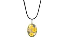 Handmade Necklaces,Adjustable Waxed Cord Niche Design Natural Crystal Oval Cherry Blossom Pendant Necklace,Energy Jewellery for Women Yellow