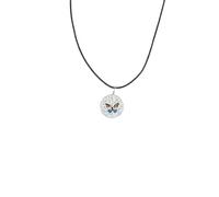 Handmade Necklaces,Adjustable Waxed Cord Niche Design Natural Crystal Round Flower Butterfly Pendant Necklace,Energy Jewellery for Women Men White