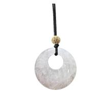 Handmade Necklaces,Fashion Adjustable Lobster Clasp Waxed Cord 4Cm Natural Gemstone Crystal Double-Curved Round Safety Buckle Pendant Necklace,Energy Jewellery for Women Men White Crystal
