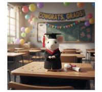 Handmade Needle Felted Graduation Mouse 2026 | Finished Wool Felt Graduate Figurine with Cap & Diploma | Unique Class of 2026 Keepsake, College High School Grad Party Decor (1/2/6 Pcs)