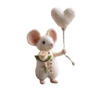 Handmade Needle Felted Mouse Figurine, Charming Valentine’s Day Felt Mice Ornament for Tiered Tray & Tabletop, Festive Wool Mouse Decor for Home & Car, Romantic Heart-Themed Gift