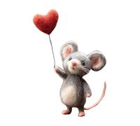 Handmade Needle Felted Mouse Figurine, Charming Valentine’s Day Felt Mice Ornament for Tiered Tray & Tabletop, Festive Wool Mouse Decor for Home & Car, Romantic Heart-Themed Gift