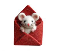 Handmade Needle Felted Mouse Figurine, Charming Valentine’s Day Felt Mice Ornament for Tiered Tray & Tabletop, Festive Wool Mouse Decor for Home & Car, Romantic Heart-Themed Gift